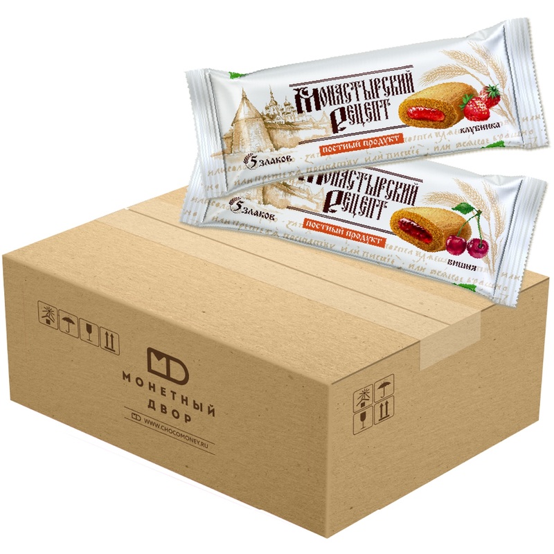 Изображение товара Батончик Монастырский рецепт Ягодное ассорти с вишней и клубникой (42 батончика по 17 г)