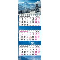 Календарь настенный 3-х блочный 2026 природа 30.5x78 см