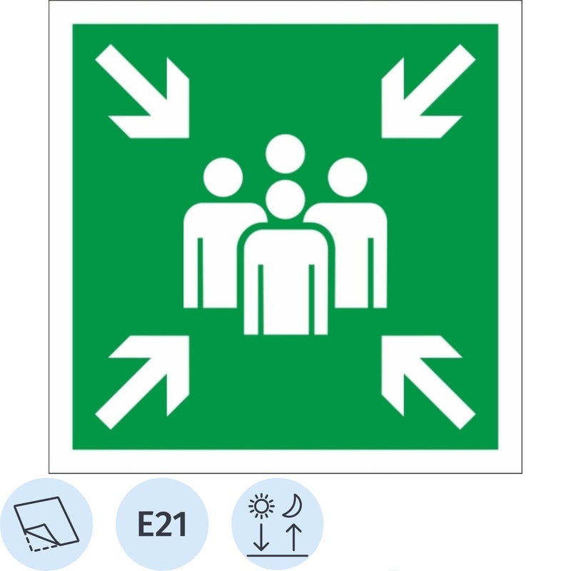 Изображение товара Знак безопасности Пункт место сбора Е21 фотолюминесцентный 200x200 мм 10 штук