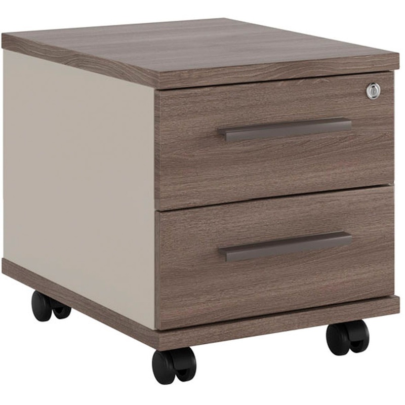 Изображение товара Тумба приставная NLN36330231 с замком, с центральным замком без топа (дуб тёмный шамони/бежевый, 406х525х452 мм)