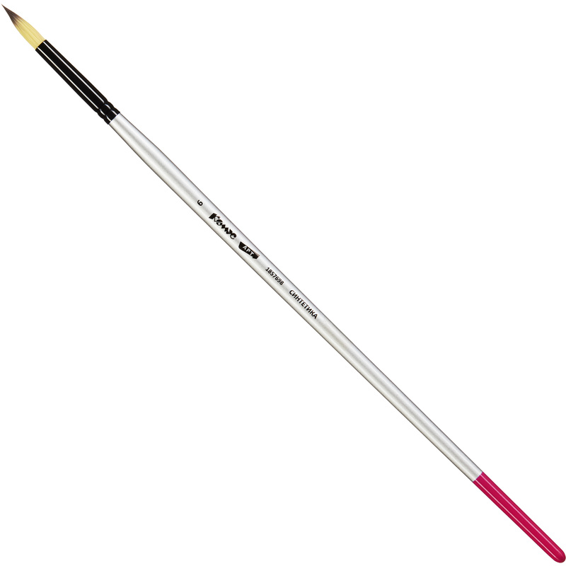 Изображение товара Художественная круглая синтетическая кисть Комус Арт №6 для акварели акрила и гуаши