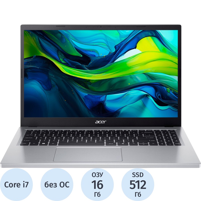 Изображение товара Ноутбук Acer Aspire Go AG15-71P-71KY 15.6" серебристый Intel Core i7 13620H/16 ГБ/SSD 512 ГБ (NX.J6SEX.00R)