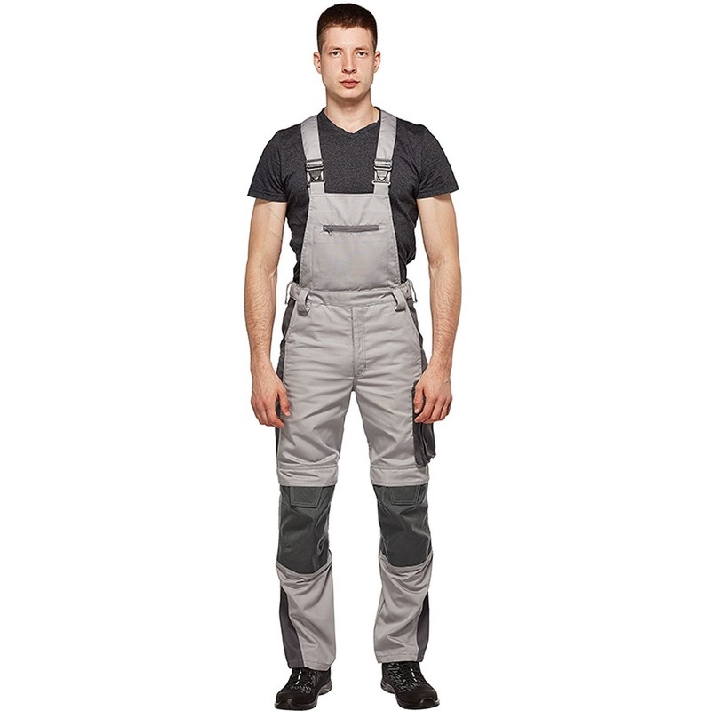 Изображение товара Полукомбинезон рабочий летний мужской л33-ПК со светоотражающим кантом серый (размер 64-66, рост 182-188)