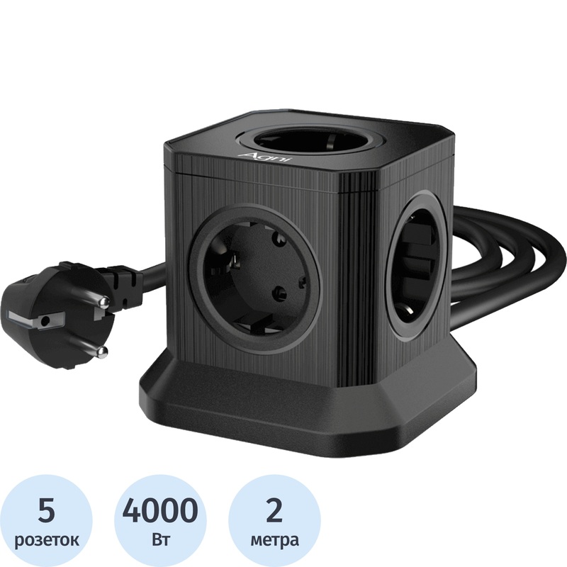 Изображение товара Сетевой фильтр AGNI TP-VE4U5E-2m-black