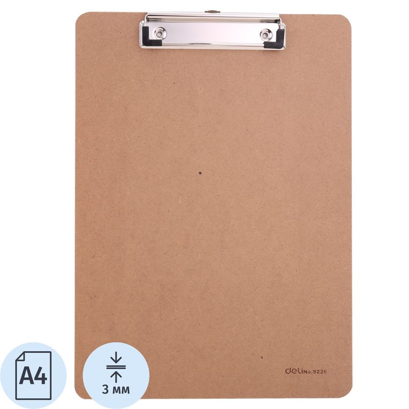 Изображение товара Папка-планшет Deli А4 с зажимом бежевый из МДФ 226x315 мм