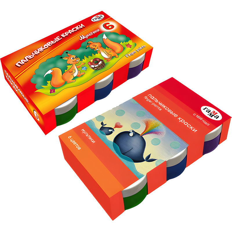 Изображение товара Пальчиковые краски Гамма Мультики 6 цветов по 50 мл для детей от 3 лет