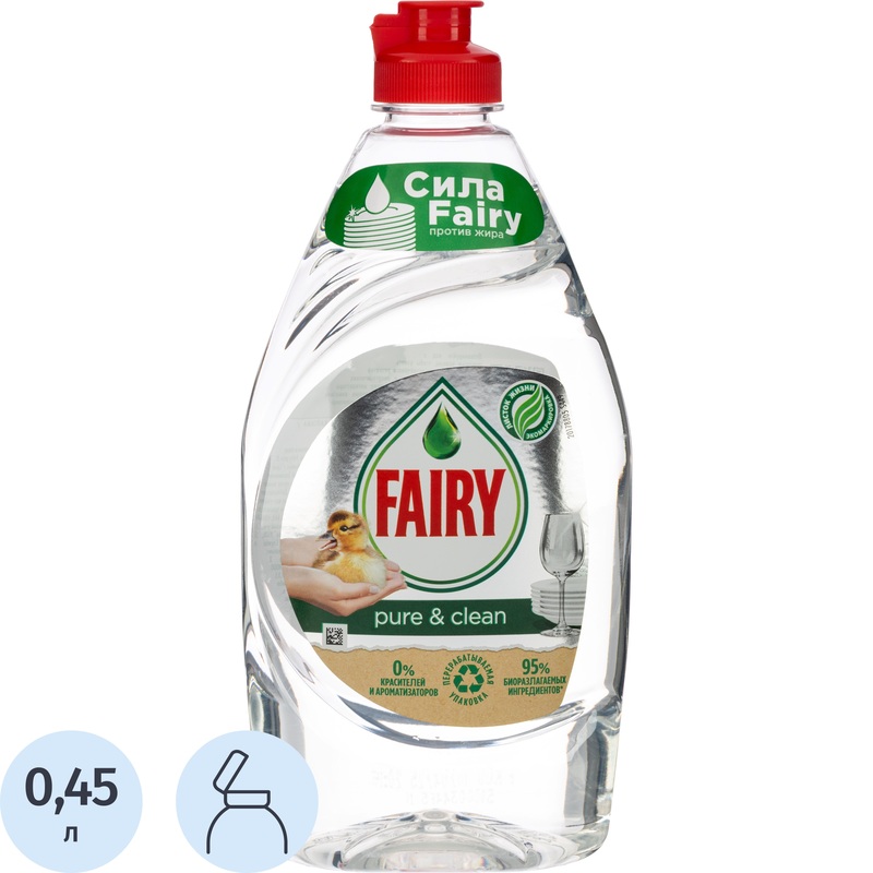 Изображение товара Средство для мытья посуды Fairy гель 0.45 литра эффективное и мягкое