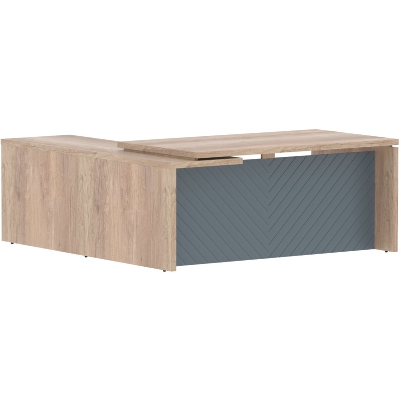 Изображение товара Стол руководителя угловой Torr Lux правый (дуб каньон/серо-голубой, 1800х2000х750 мм)