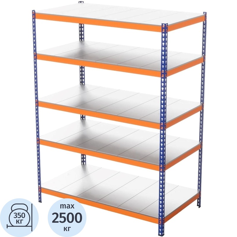 Изображение товара Стеллаж металлический ГТС Профи-Т оцинкованный (5 полок, 1540х455х2500 мм)