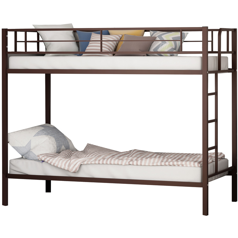 Изображение товара Двухъярусная металлическая кровать Севилья коричневая 960х1980х1630 мм