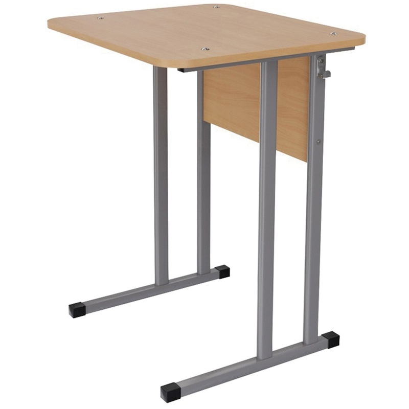 Изображение товара Учебный стол для старших классов с закругленными углами бук и серый, рост 6