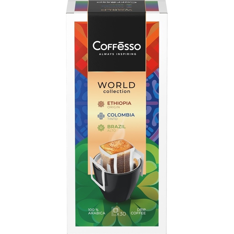 Изображение товара Кофе молотый в дрип-пакетах Coffesso Drip Mix World Collection 300 г