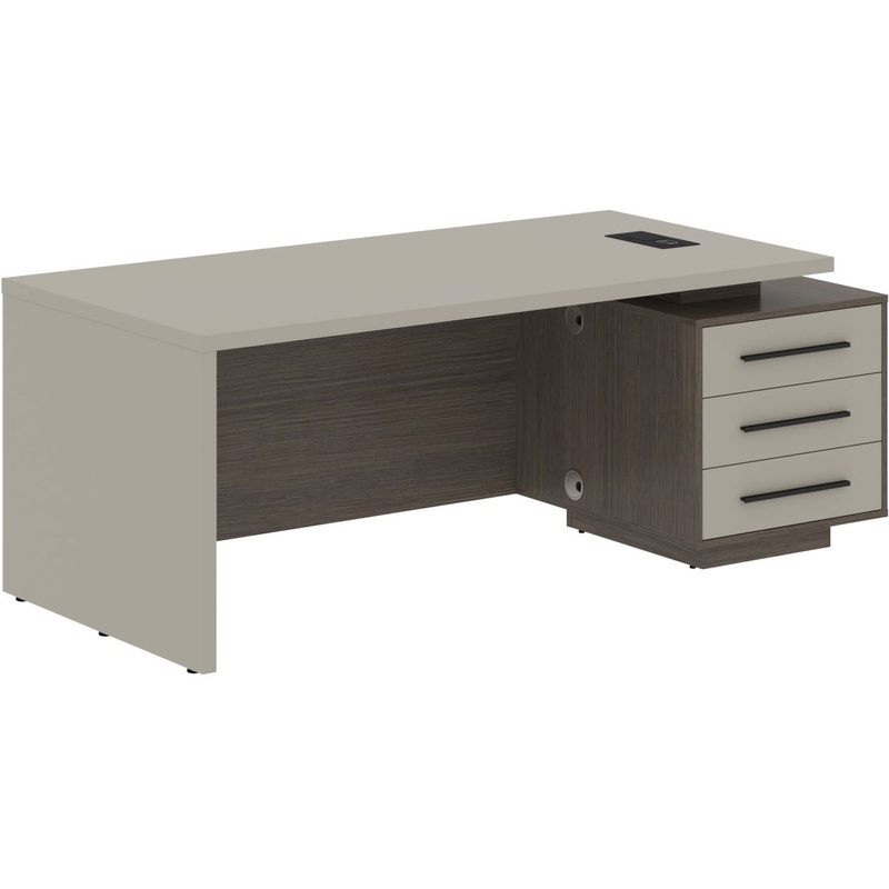 Изображение товара Стол руководителя с тумбой (аметист/дуб сильвер, 2000х900х750 мм)