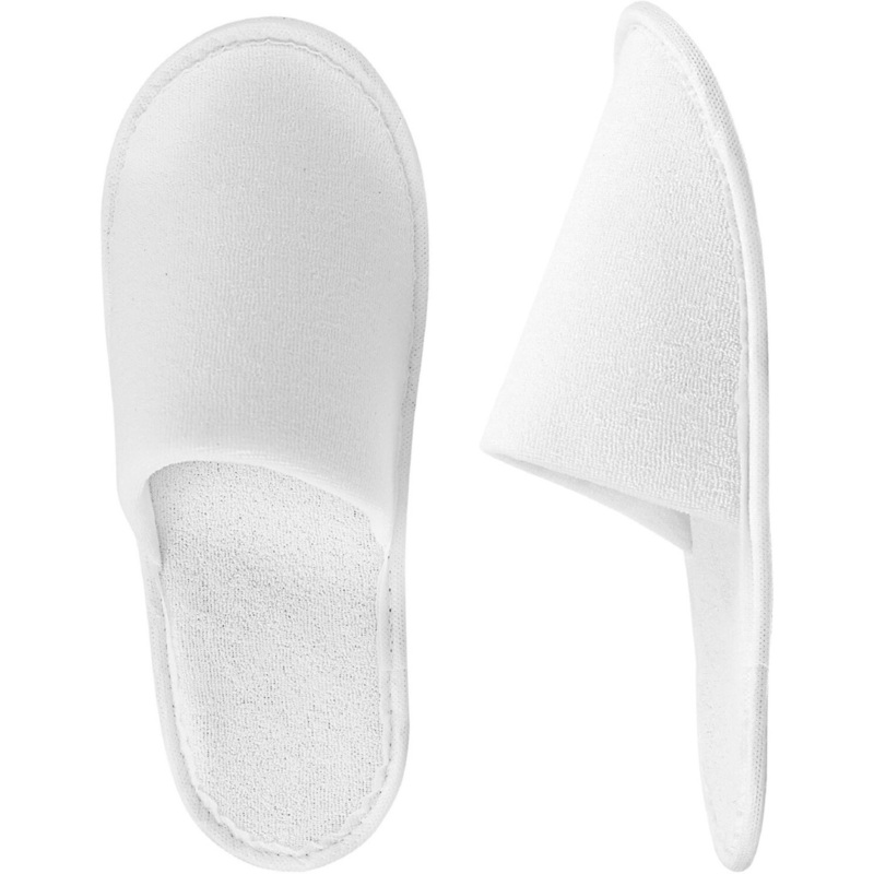 Изображение товара Одноразовые махровые тапочки из хлопка белые 100 пар в упаковке