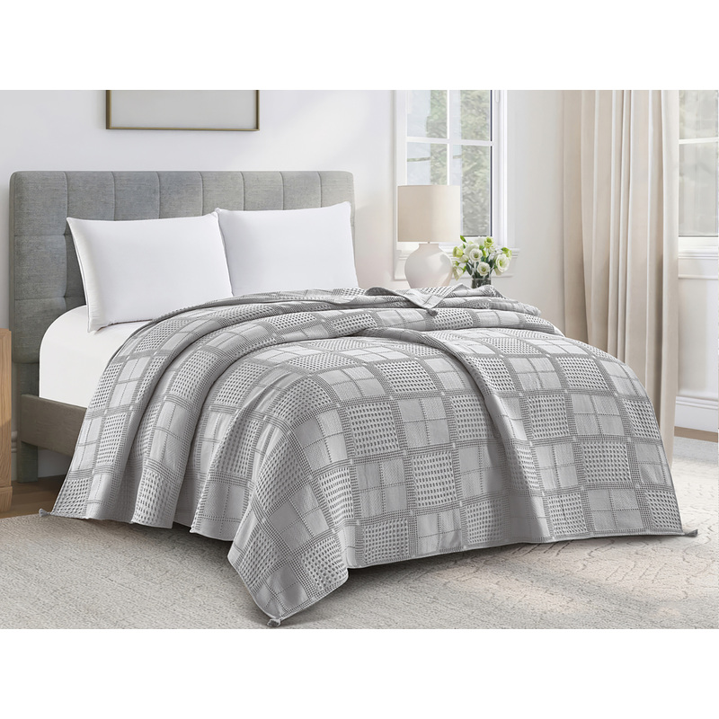 Изображение товара Плед-покрывало Cleo Terry хлопок 180x220 серое для дома и отдыха