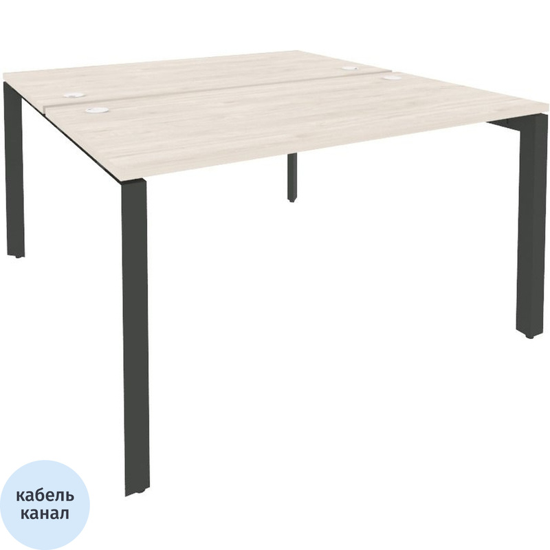 Изображение товара Рабочая станция офисная на 2 рабочих места с кабель-каналом и регулировкой высоты