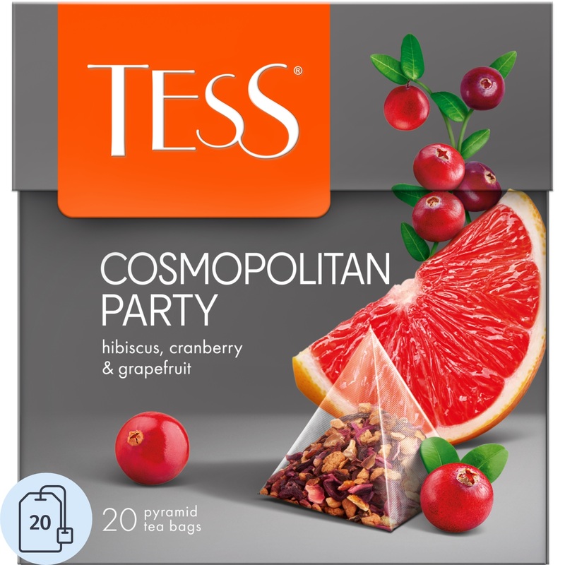 Изображение товара Фруктовый чай Tess Cosmopolitan Party 20 пирамидок с грейпфрутом и клюквой