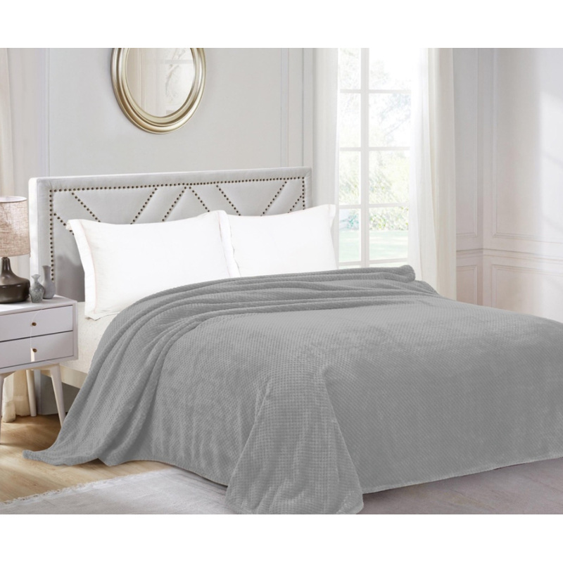 Изображение товара Плед велсофт 150x200 см серый - мягкий уютный текстиль для дома и отдыха