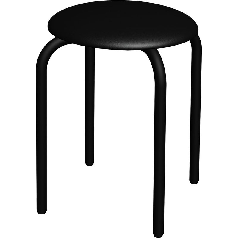 Изображение товара Табурет Комфорт черный из искусственной кожи и металла с высокой нагрузкой