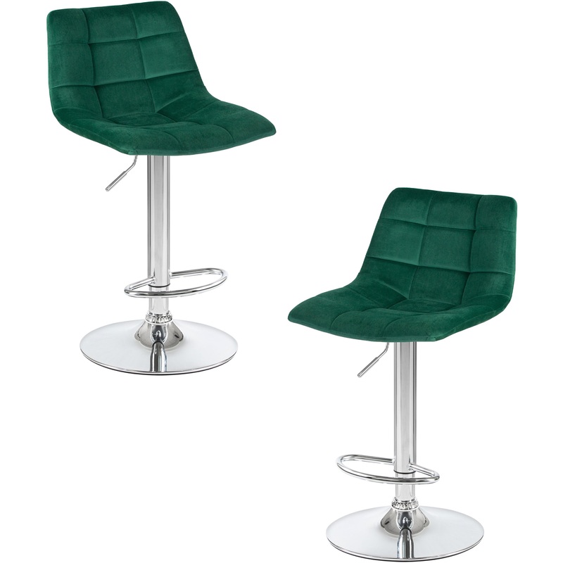 Изображение товара Барный стул LM-5017-N зелёный с хромом мягкий регулируемый вращающийся