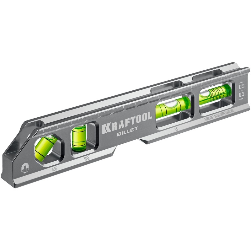Изображение товара Уровень пузырьковый Kraftool Billet 4 глазка 200 мм магнитный (34790)