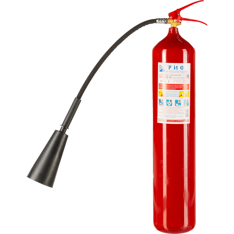 Изображение товара Огнетушитель углекислотный РИФ ОУ-5 55В СЕ ЗПУ латунь Россия Изображение товара Огнетушитель углекислотный РИФ ОУ-5 55В СЕ ЗПУ латунь Россия
