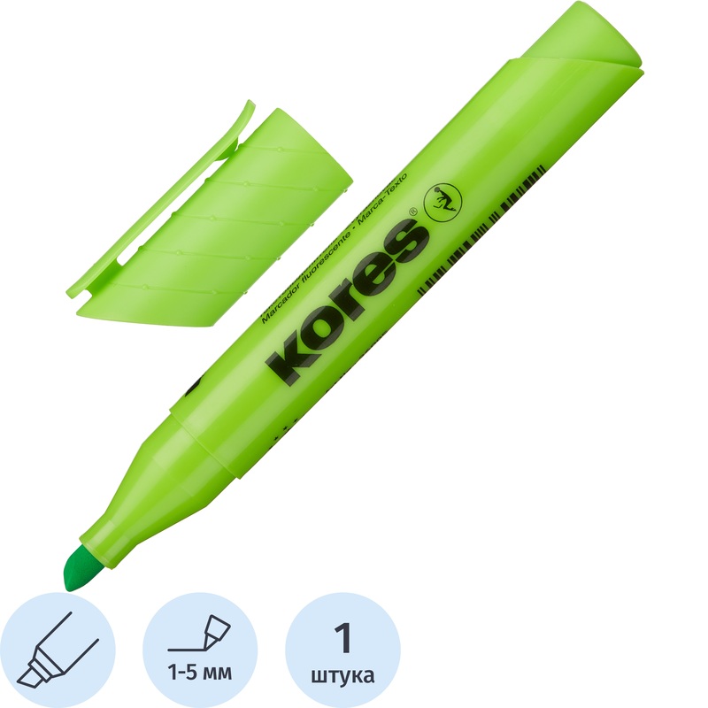 Изображение товара Текстовыделитель Kores зеленый (толщина линии 1-5 мм)