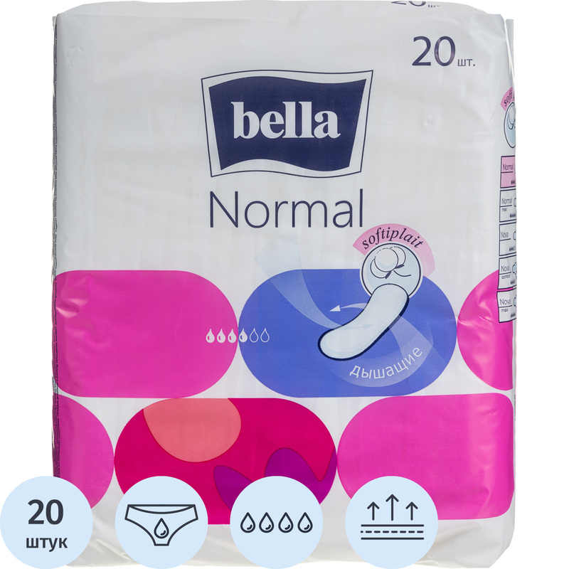 Изображение товара Гигиенические прокладки Bella Normal 20 штук для женщин 7 мм толщина комфорт