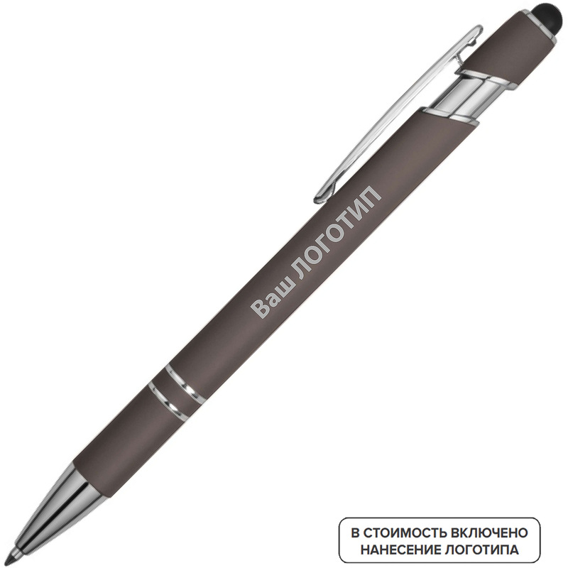 Изображение товара Ручка шариковая автоматическая Sway с логотипом, синяя, мягкий корпус, стильный дизайн