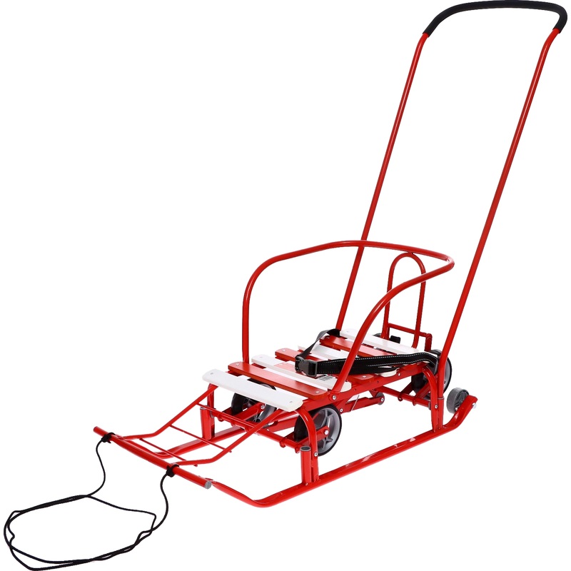 Изображение товара Санки детские с колёсами и ручкой Nika Тимка 5 Универсал алые (TSRD00147263)