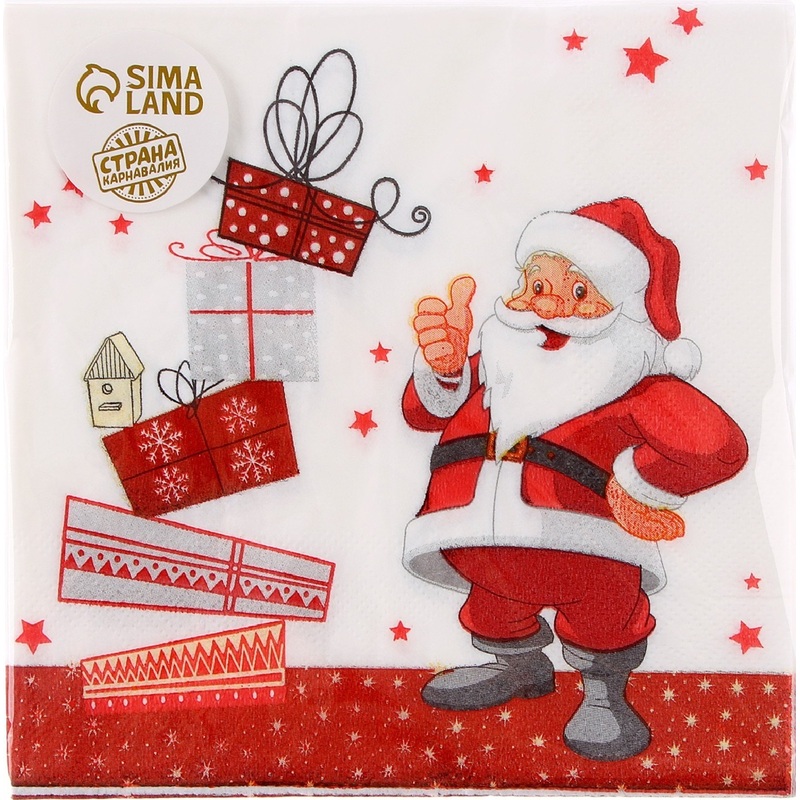 Изображение товара Салфетки бумажные Страна Карнавалия Дед Мороз 33x33 см, 20 штук