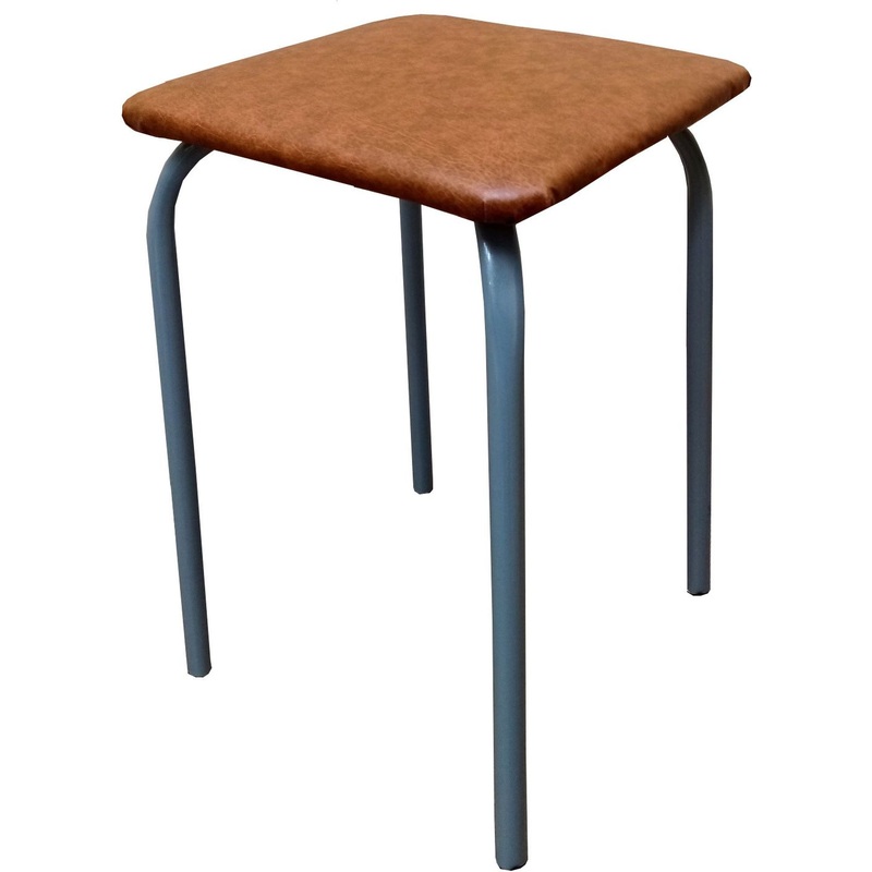 Изображение товара Табурет квадратный Strong коричневый (искусственная кожа, металл)