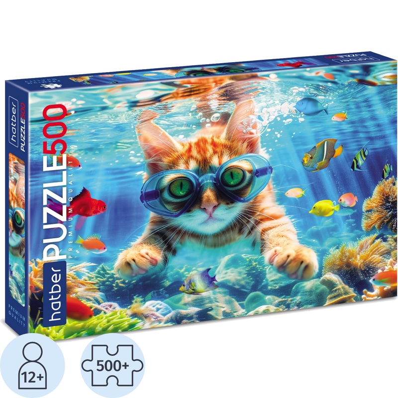 Изображение товара Пазл Хатбер Premium Котик на релаксе 500 деталей