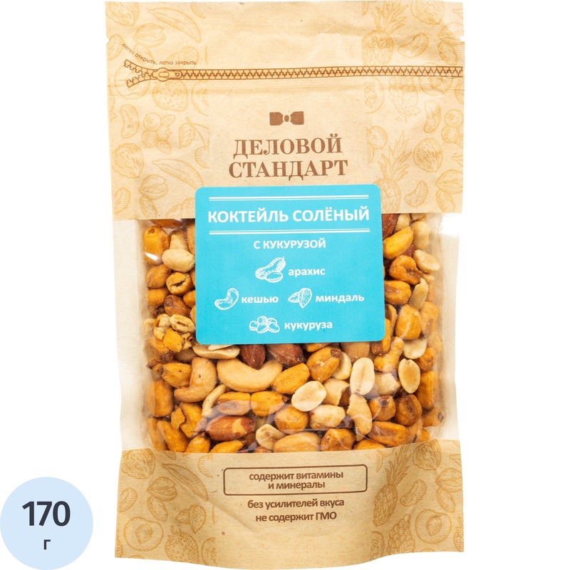 Изображение товара Коктейль из орехов Деловой Стандарт солёный с кукурузой 170 г