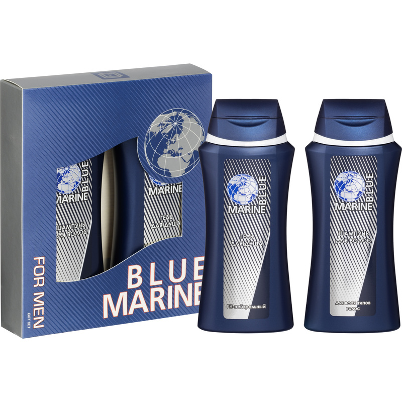 Изображение товара Подарочный набор косметики для мужчин Blue Marine с шампунем и гелем