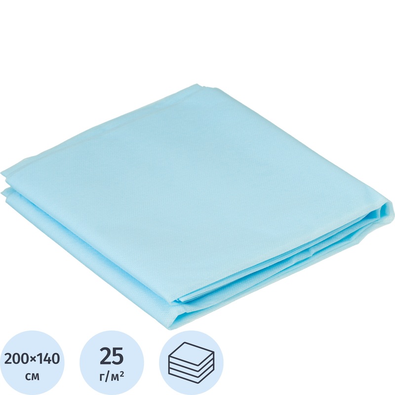 Изображение товара Одноразовая стерильная простыня Гекса 200x140 см голубая 25 г/кв.м для медицины и салонов