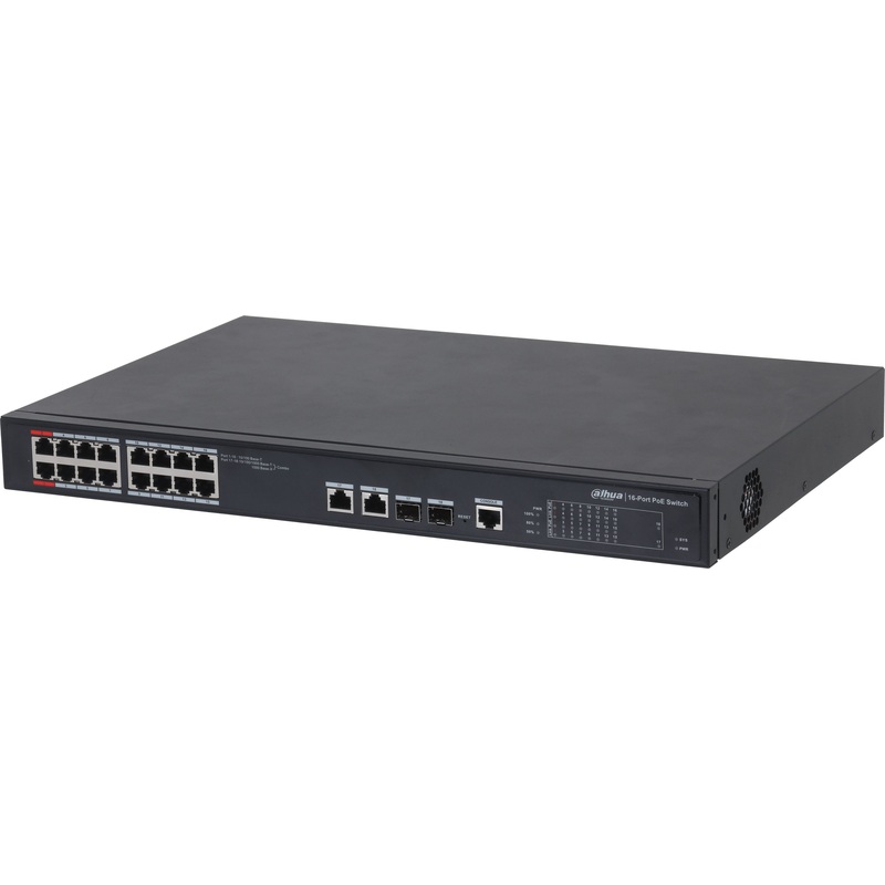 Изображение товара Коммутатор Dahua DH-PFS4218-16ET-190 с поддержкой PoE и 16 портами LAN