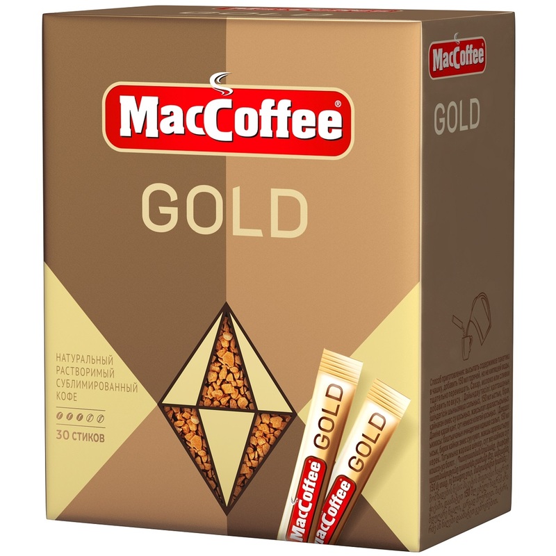 Изображение товара Кофе растворимый MacCoffee Gold в пакетиках 30 по 2 г