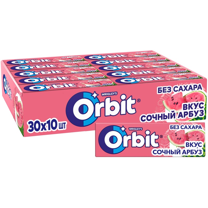 Изображение товара Жевательная резинка Orbit Сочный арбуз без сахара 30 штук