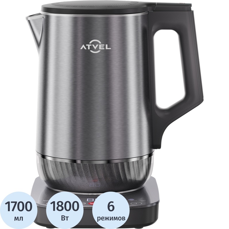 Изображение товара Чайник электрический Atvel Silence K5 серый 1.7л 1800Вт