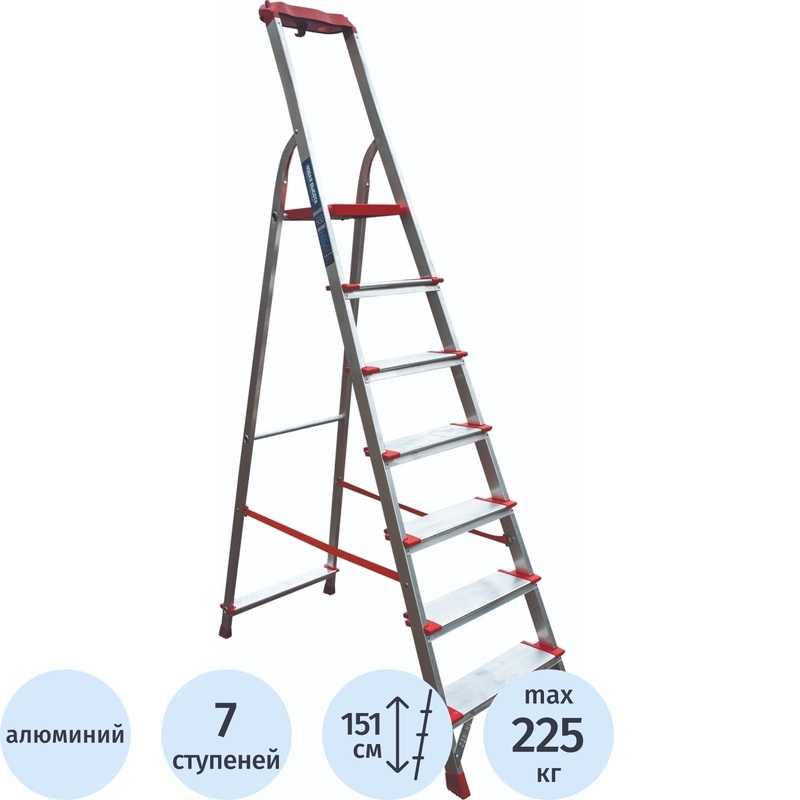 Изображение товара Алюминиевая стремянка NV 3118 7 ступеней профессиональная Россия