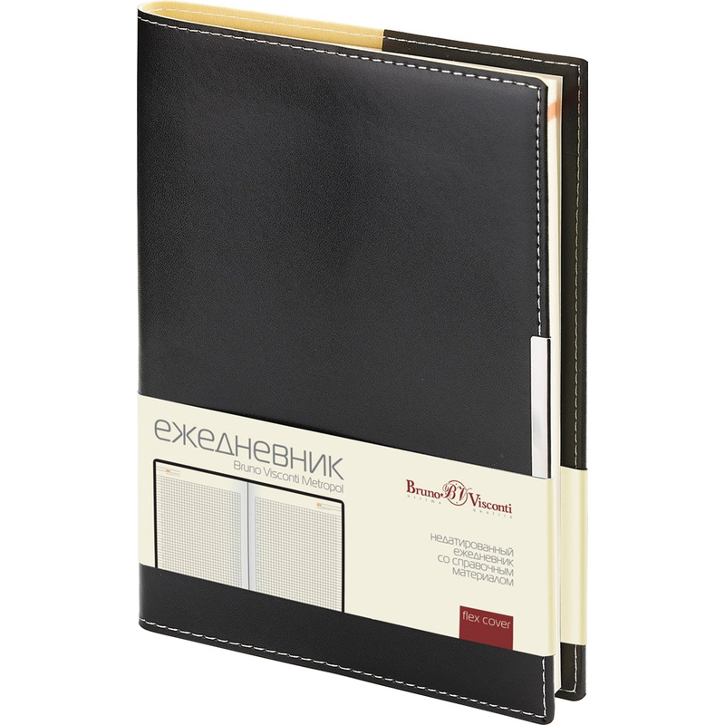 Изображение товара Недатированный ежедневник Bruno Visconti Metropol из искусственной кожи А5 136 листов черный