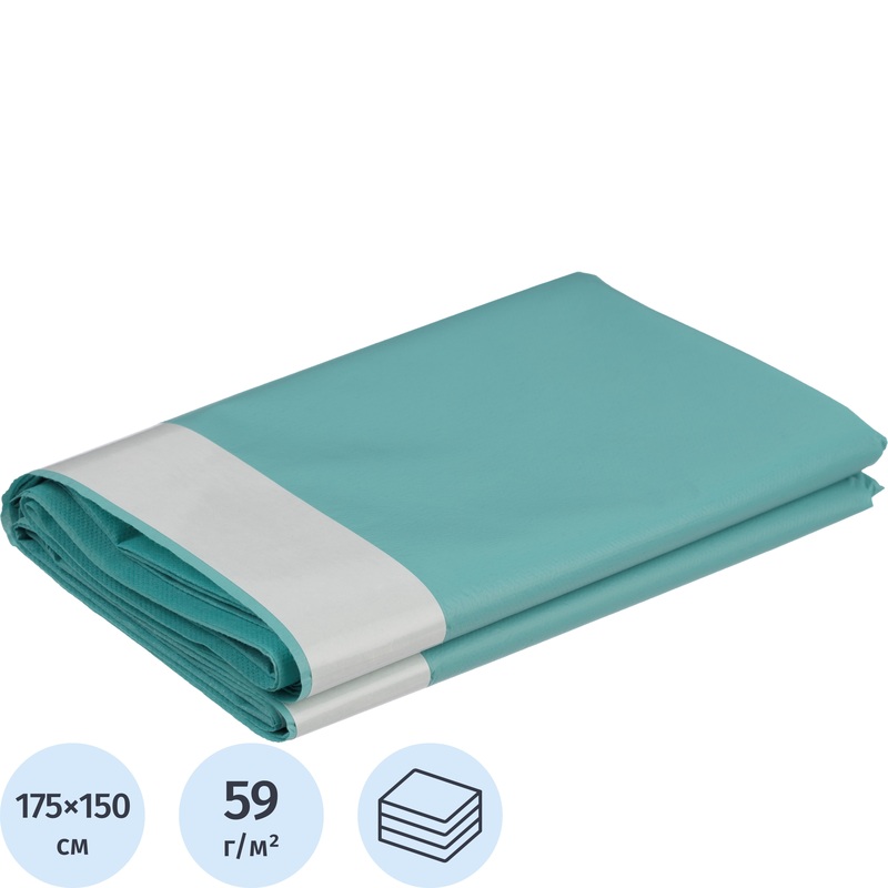 Изображение товара Простыня одноразовая Каптель стерильная ламинированная 175x150 см зелёная