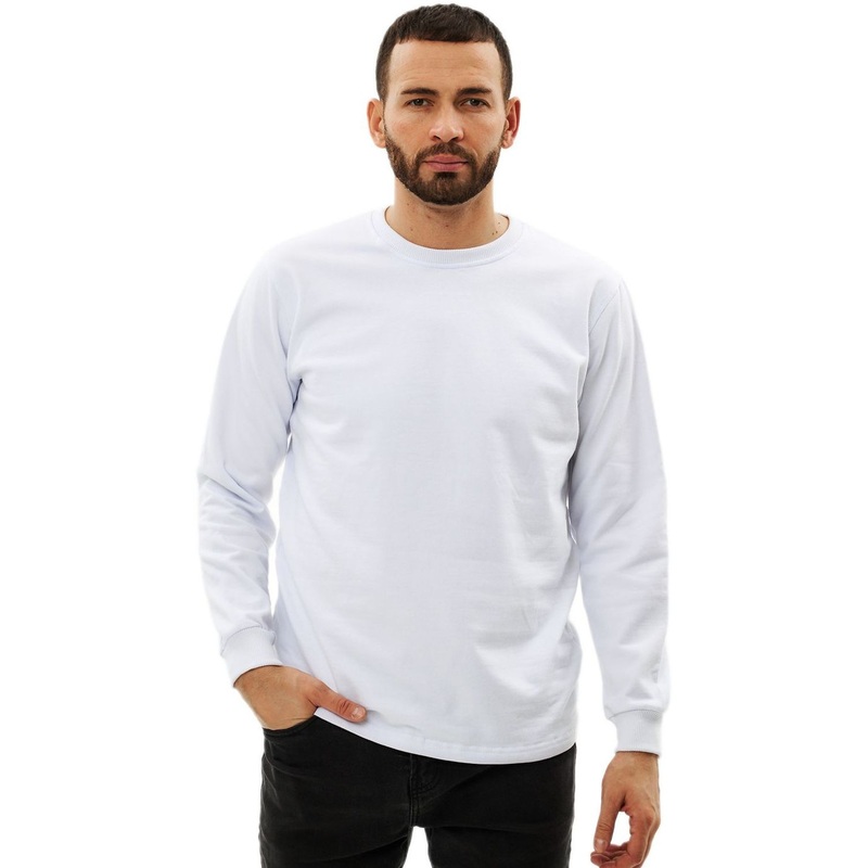 Изображение товара Белая толстовка размер XL из хлопкового трикотажа, классическая модель без капюшона