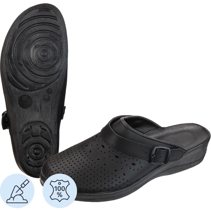 Изображение товара Женские сабо Яна из натуральной кожи черные размер 36 с регулируемым ремешком