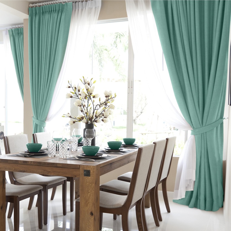 Изображение товара Штора Волшебная ночь Рогожка 165x270 бирюзовая натуральная ткань