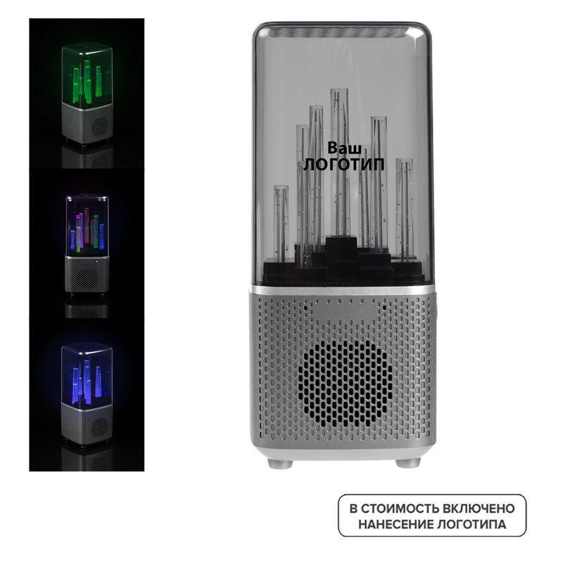 Изображение товара Колонка портативная Indivo CitySound чёрная с микрофоном и подсветкой с индивидуальной цветной печатью (10 штук в упаковке)