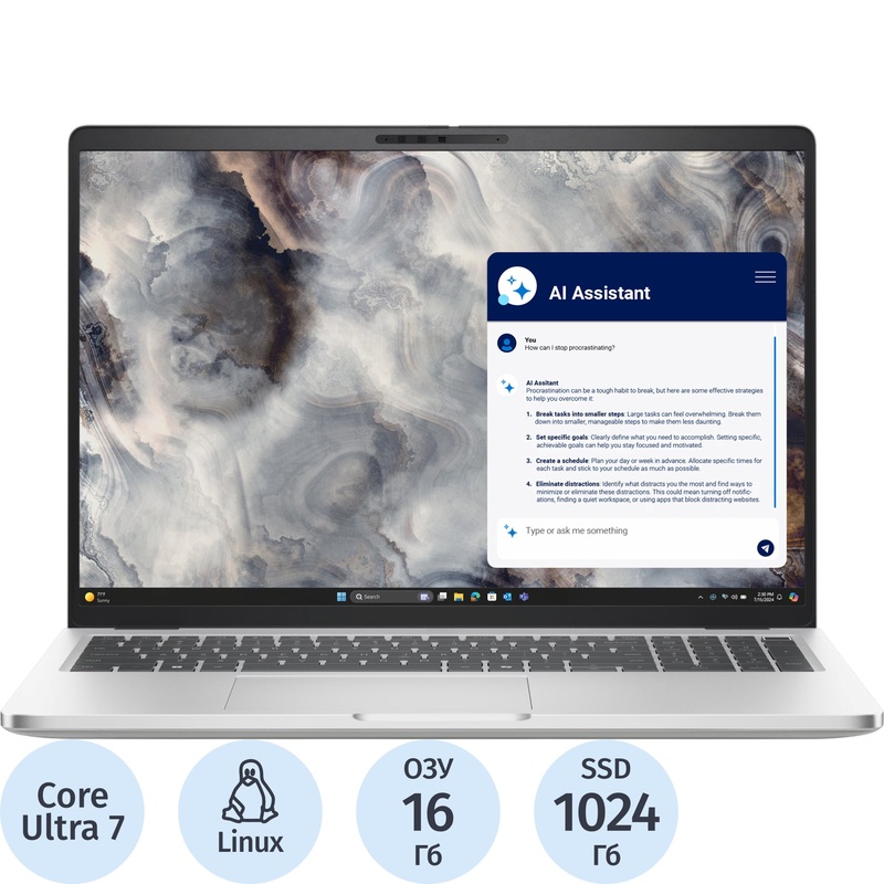 Изображение товара Ноутбук Dell Pro 16 Plus PB16250 16" серебристый Intel Core Ultra 7 266V/16 ГБ/SSD 1024 ГБ (PRO16PL-7617)