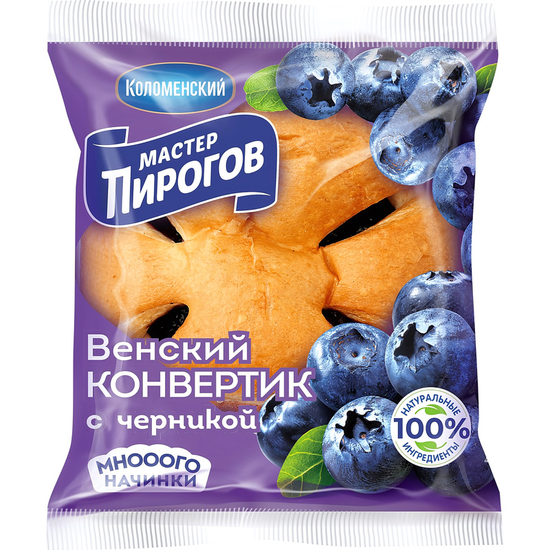 Изображение товара Венский конвертик Коломенский Мастер Пирогов с черникой 70 г воздушная слойка
