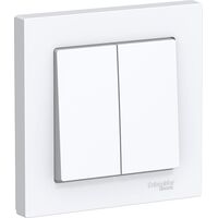 Выключатель двухклавишный Schneider Electric AtlasDesign 10А IP20 с  рамкой скрытого монтажа белый (ATN000152)